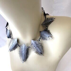 Black and White Spike Pendant or Leaf Motif Necklace